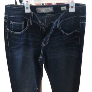 BKE Couture  size 31  blue jeans straight cropped shown with cuff NWOT